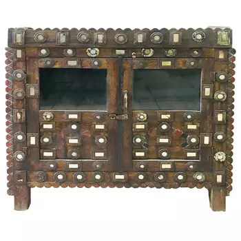 Комод в восточном стиле инкрустированный фрагментами зеркал Ramone Chest of Drawers Grey Mango