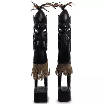 Комплект из 2-х деревянных статуэток Asmat Wooden Statuettes Black