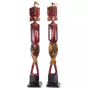 Комплект из 2-х деревянных статуэток Asmat Tall Red Statuettes