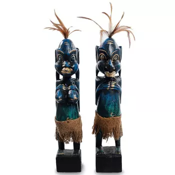 Комплект из 2-х деревянных статуэток Asmat Statuettes Dark Blue