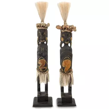 Комплект из 2-х статуэток из массива албезии Asmat Statuettes Albesia