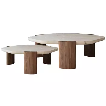 Комплект из 2-ух кофейных столов Gene Stone Wooden Coffee Table