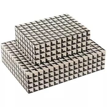Комплект шкатулок Black White Square Bone Inlay