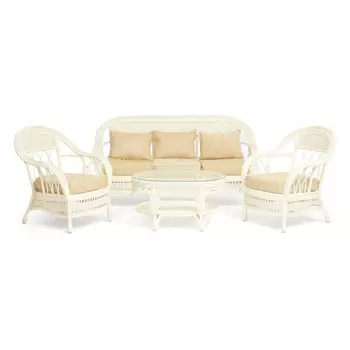 Комплект уличной мебели из ротанга Clara белый