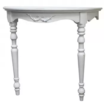 Консоль настенная полукруглая из массива бука с легкими потертостями White Provence
