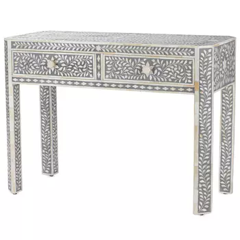 Консоль с ящиками отделка кость BONE INLAY CONSOL TABLE 2 DRAWER