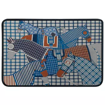 Ковер для прихожей и ванной Hermes Horses Blue Orange Rug