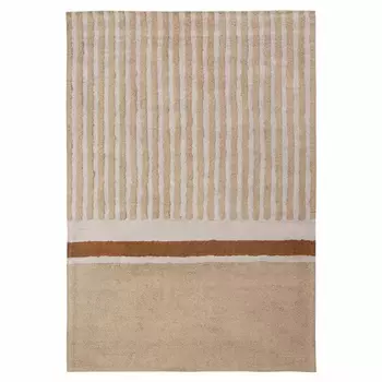 Ковер из хлопка бежевого цвета с геометрическим рисунком Elan Stripe
