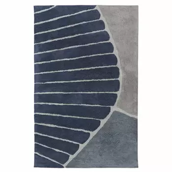 Ковер ворсовый из хлопка с рисунком Elan Stripe Dark Blue-Grey