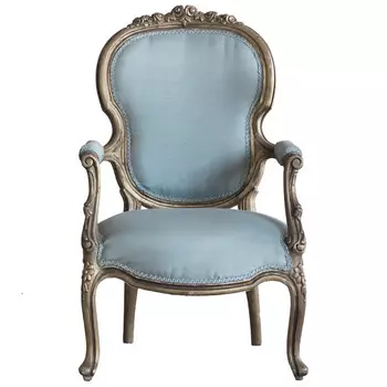 Кресло Arm Carved Chair blue linen