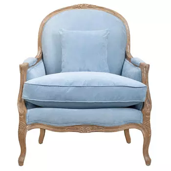 Кресло Ava Classical Armchair light blue velour