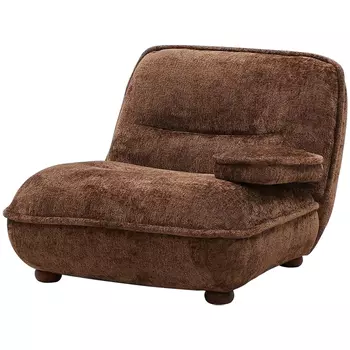 Кресло без подлокотников коричневое ну круглых деревянных ножках Loup Plush Armchair Brown