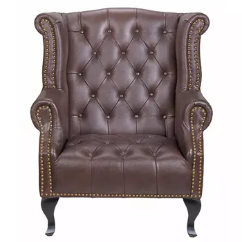 Кресло из натуральной кожи на 4-х деревянных ножках из массива бука Thomas Armchair brown