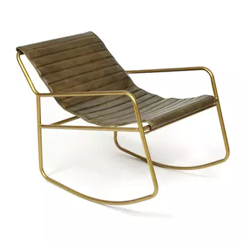 Кресло-качалка Industrial buffalo leather rocking chair