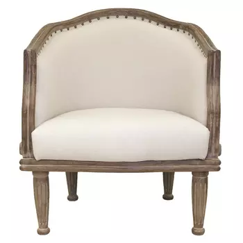 Кресло низкое с мягкой обивкой из льна на 4-х деревянных ножках Emile Armchair beige