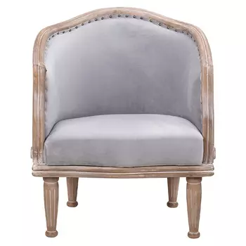 Кресло низкое с мягкой обивкой из велюра на 4-х деревянных ножках Emile Armchair grey