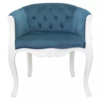 Кресло низкое в стиле прованс Louis French Armchair white and blue velour