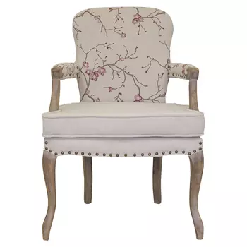 Кресло с изображением сакуры Aubrey Classical Armchair beige flax