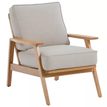 Кресло с каркасом из массива дуба Deniaud Oak Beige Armchair