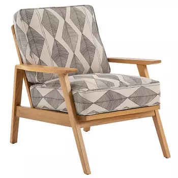 Кресло с каркасом из массива дуба Deniaud Oak Rhombus Beige Armchair