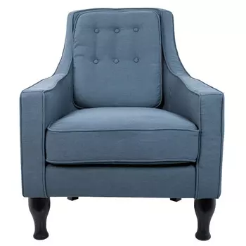 Кресло с мягкой обивкой из льна на 4-х ножках из массива березы Scarlett Armchair blue