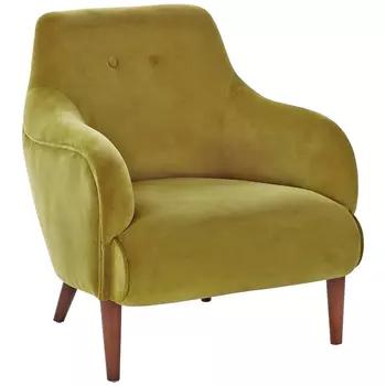 Кресло велюровое горчичного цвета Diaspro Mustard Armchair