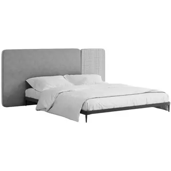 Кровать с большим мягким изголовьем Unity Grey Bed