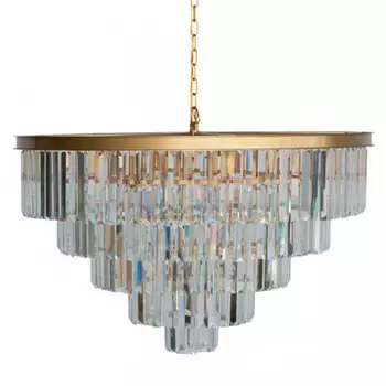 Круглая Люстра RH 1920s Odeon GOLD iron Five Layers Прозрачное Стекло диаметр 80 см