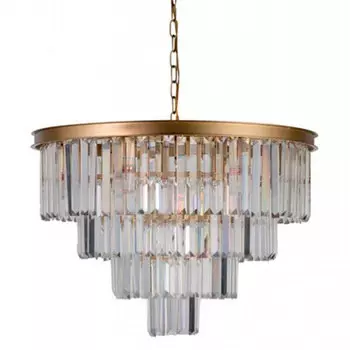 Круглая Люстра RH 1920s Odeon GOLD iron Four Layers Серое Прозрачное диаметр 60 см