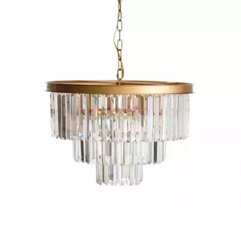 Круглая Люстра RH 1920s Odeon GOLD iron Three Layers Прозрачное Стекло диаметр 50 см