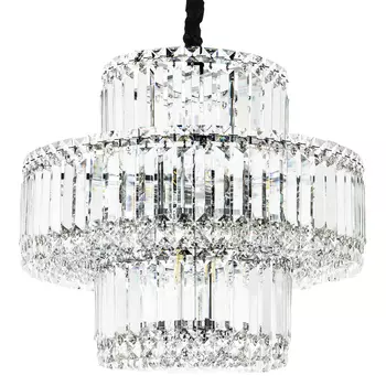 Круглая люстра с хрустальным декором Harmonica Crystal Round Chrome Chandelier