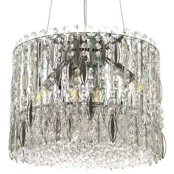 Круглая люстра с металлическими и хрустальными подвесками Bonnay Crystal Chrome Chandelier