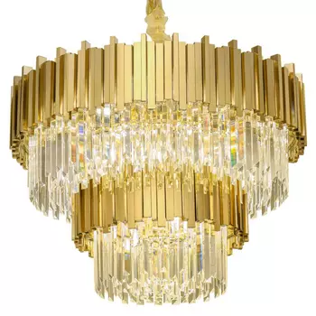 Круглая многоярусная люстра Luxxu Modern Cascade Chandelier Gold Metal Glass 80