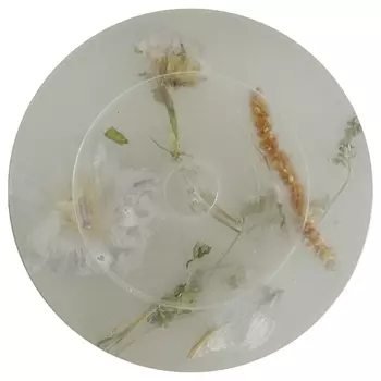Круглая подставка под благовония из эпоксидной смолы с цветами белая Epoxy Resin Flowers Incense Stand White