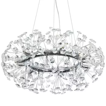 Круглая подвесная люстра Crystal Dandelions Chrome Chandelier