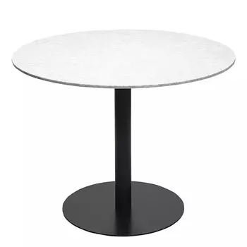 Круглый обеденный стол с белой мраморной столешницей White Tabletop on Black Base