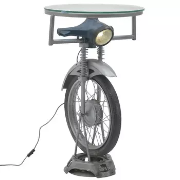 Круглый обеденный стол с подстольем в виде мопеда с подсветкой Motorbike Shaped Side Table