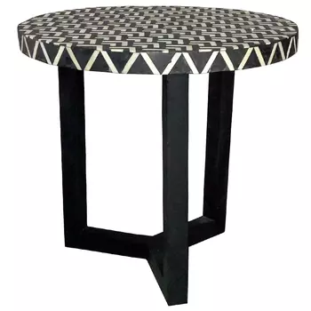 Круглый приставной столик Bone Inlay Zigzag