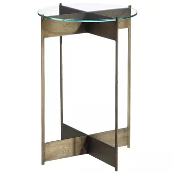 Круглый приставной столик со стеклянной столешницей Lochlan Side Table