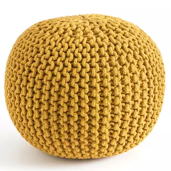 Круглый вязаный пуф Yellow Knitted Ball Pouf