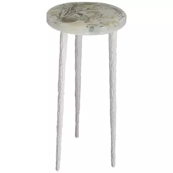 Круглый журнальный столик со столешницей из эпоксидной смолы Epoxy Resin Flowers Coffee Table
