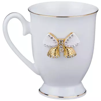 Кружка из фарфора белая со стразами 300 мл Shine Porcelain