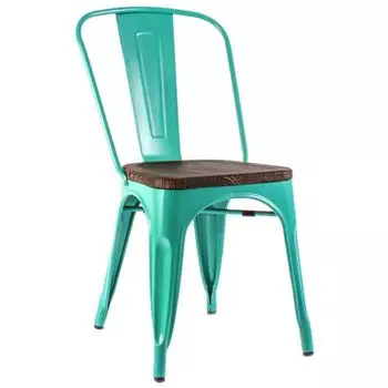 Кухонный стул Tolix Chair Wood Бирюзовый
