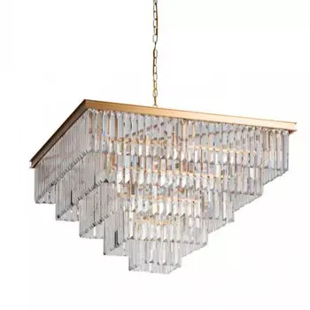 Квадратная Люстра RH 1920s Odeon GOLD iron Five layers Прозрачное Стекло 80х80
