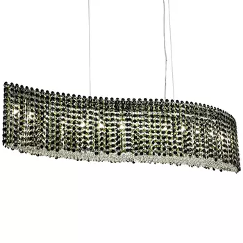 Линейная люстра изогнутой формы с хрустальными подвесками Crystal Art Chrome Green Linear Chandelier