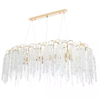 Линейная люстра с хрустальными подвесками Bunch of Crystal Berries Linear Gold Chandelier 16