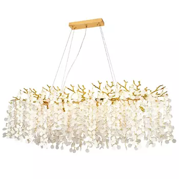 Линейная люстра с круглыми хрустальными подвесками Fairytree Gold Crystal Branches Linear Chandelier