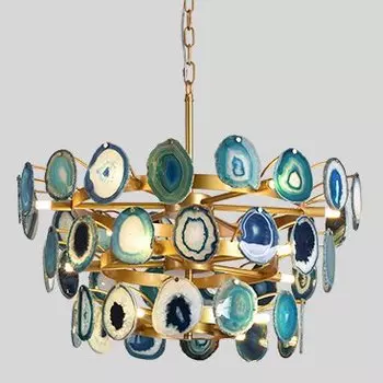 Люстра Agate Burst Chandelier 3 Round blue
