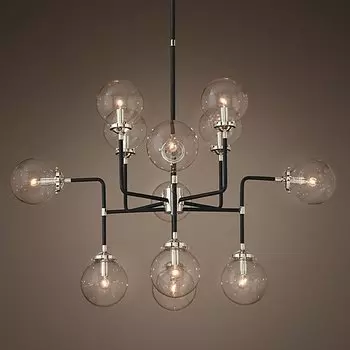 Люстра BISTRO GLOBE CLEAR GLASS SILVER CHANDELIER 12