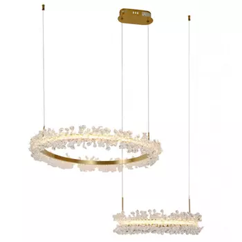 Люстра Crystal round chandelier 2 кольца Латунь